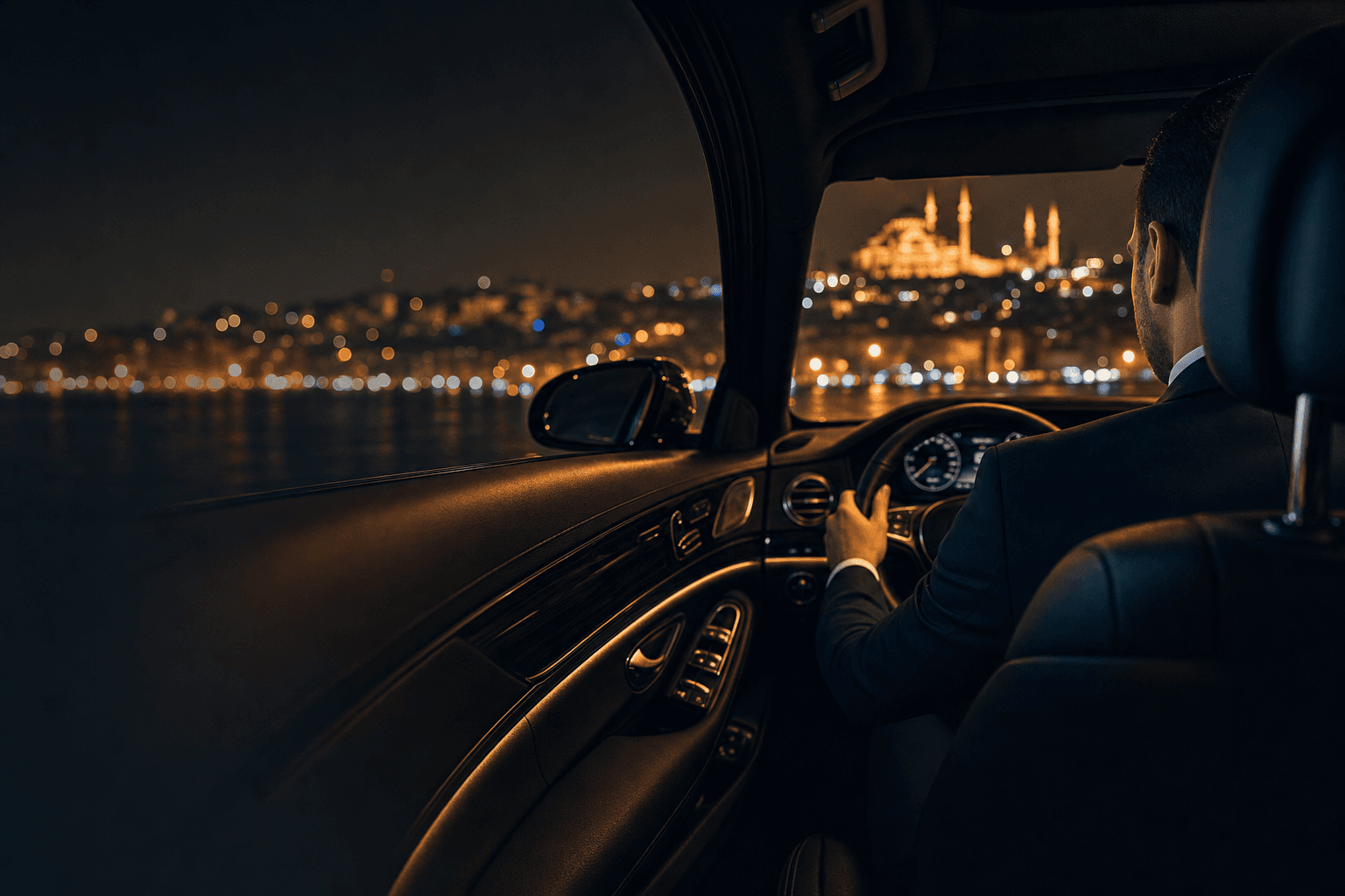 İstanbul'da doğrulanmış özel şoför aracı kullanırken